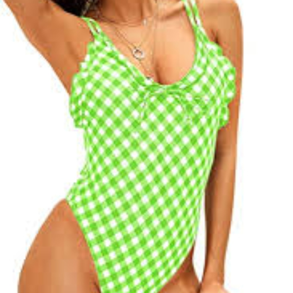 Women's Swimwear One Piece Swimsuit Fresh Plaid